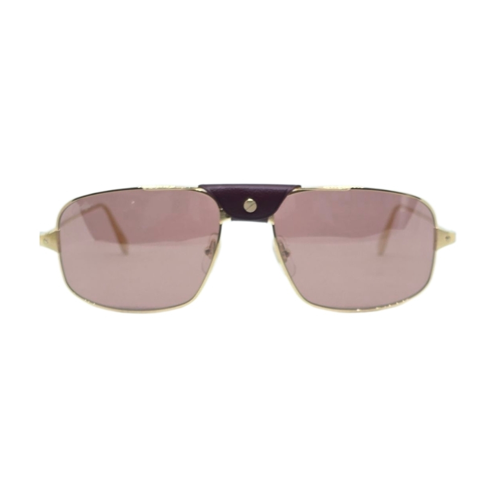 CARTIER SUNGLASSES Elegant Gold and Pink Sunglasses REMOVABLE LEATHER  BRIDGE